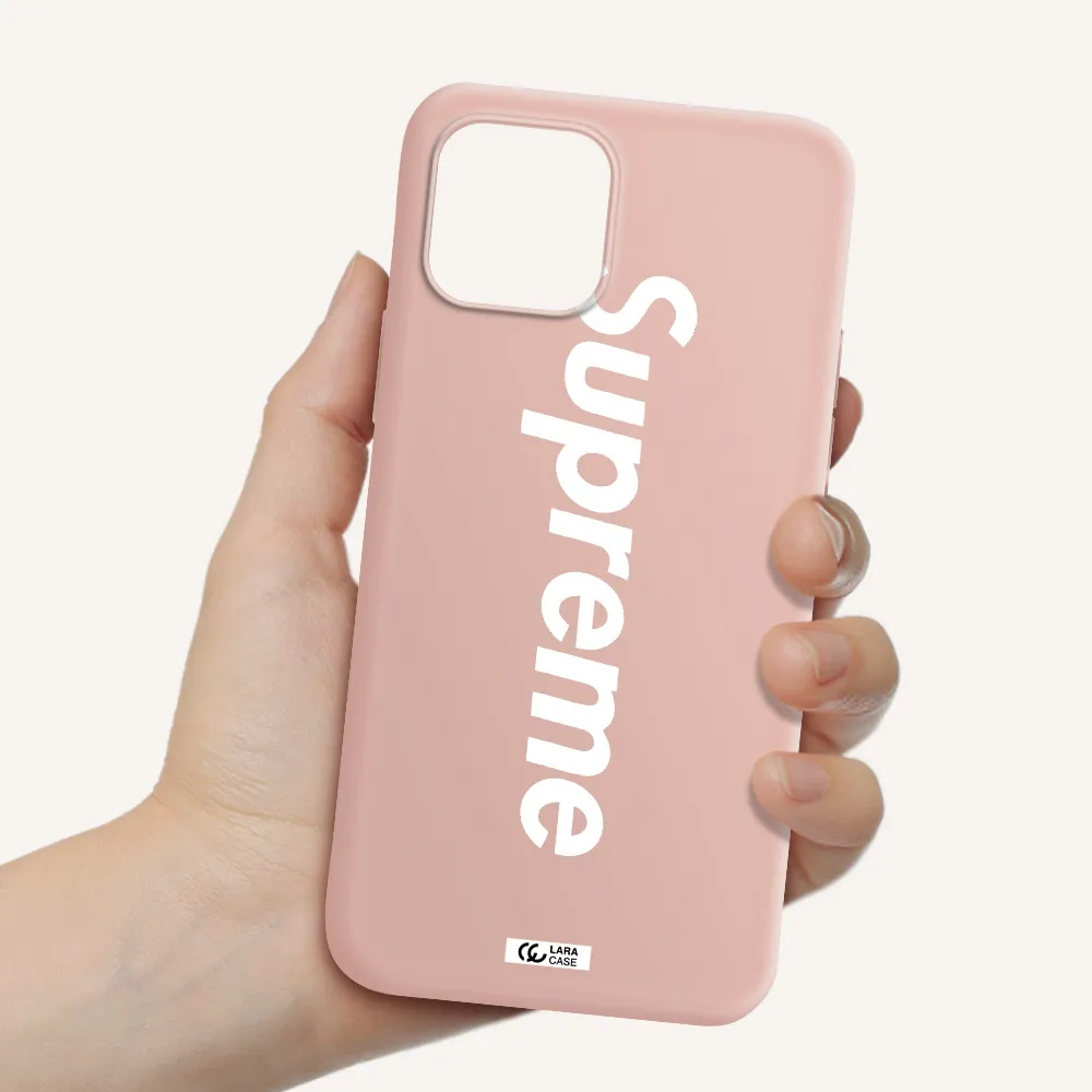 Supreme Vertical Apple iPhone 12 Silicone pastel pink Case