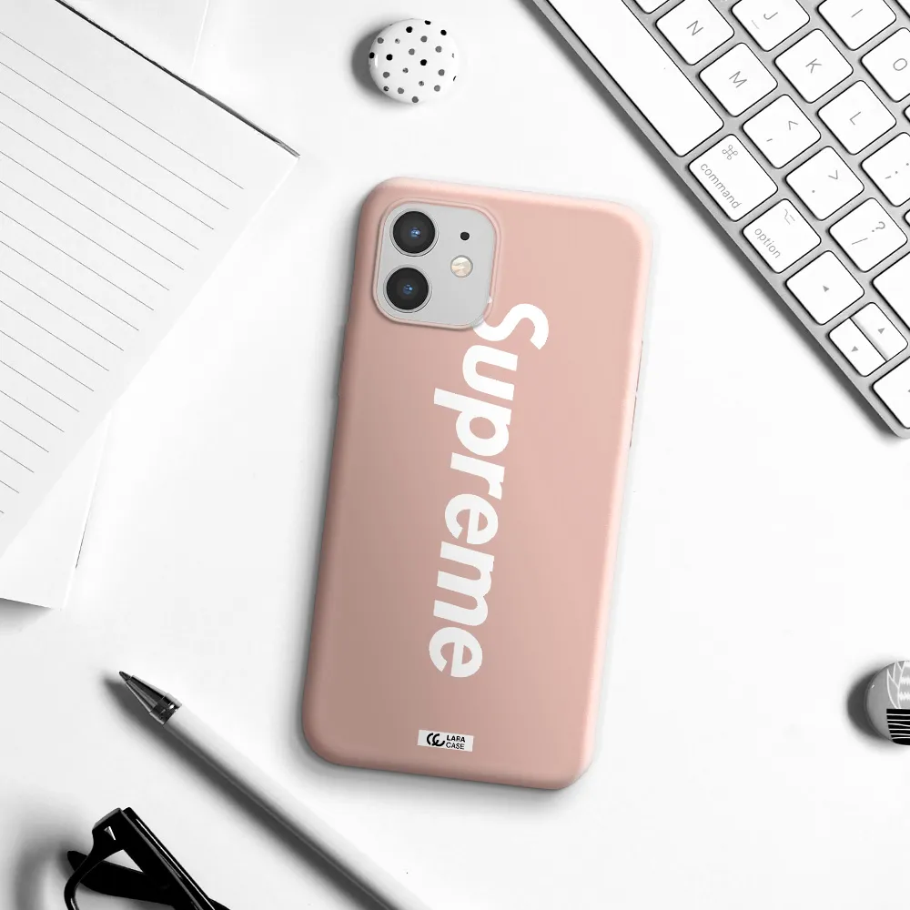 Supreme Vertical Apple iPhone 12 Silicone pastel pink Case