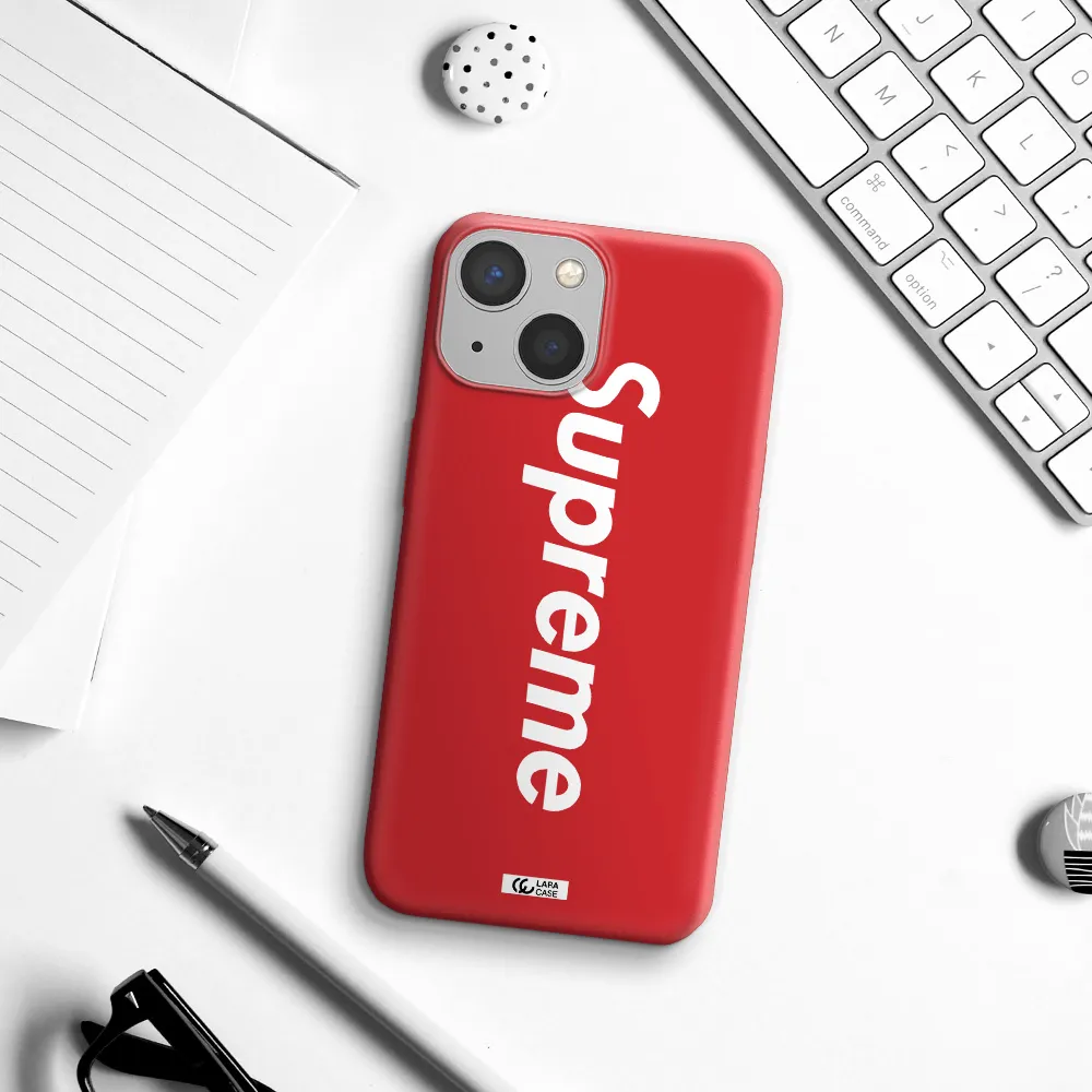 Supreme Vertical Apple iPhone 13 Silicone Imperial Red Case