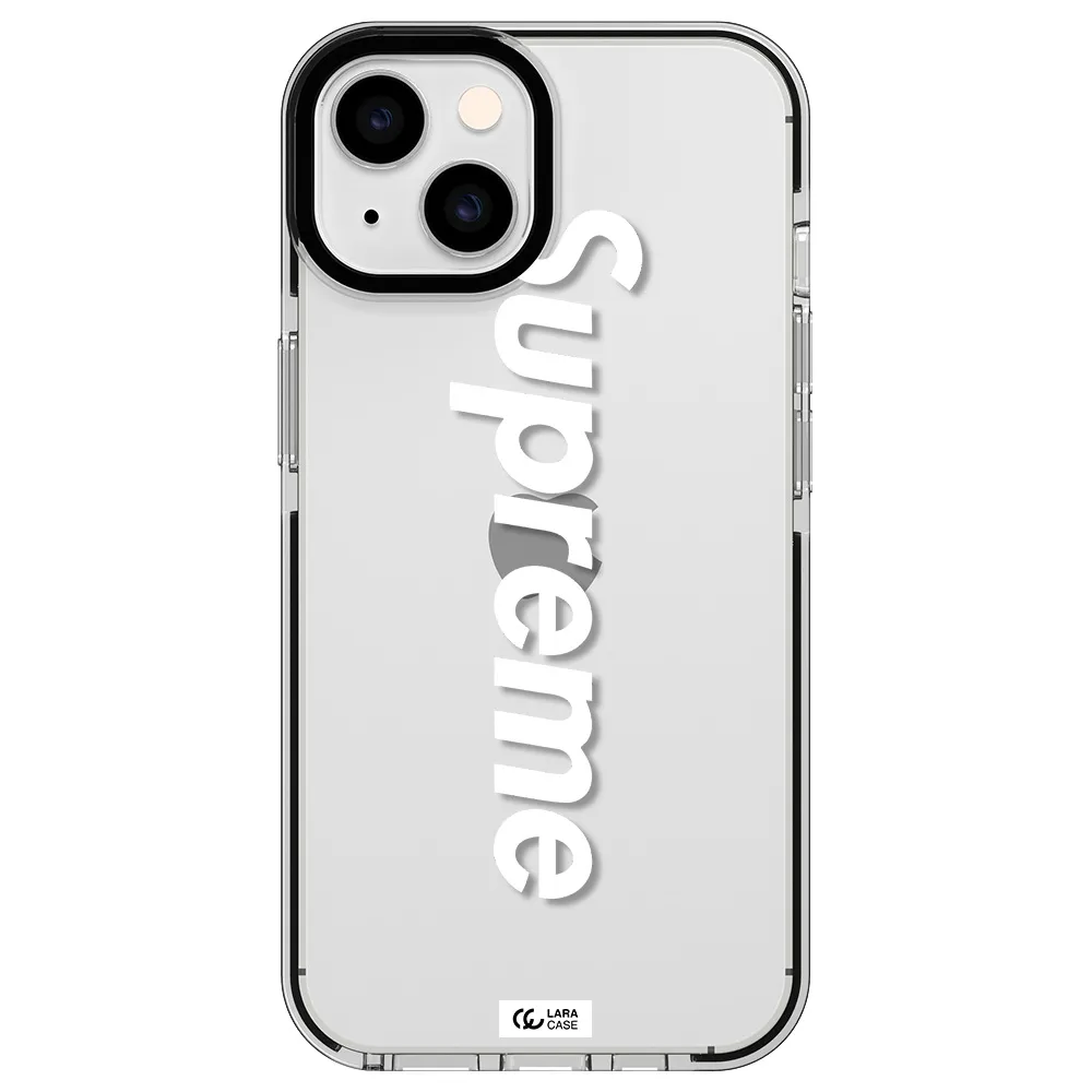 Supreme Vertical Apple iPhone 14 impact black border Case