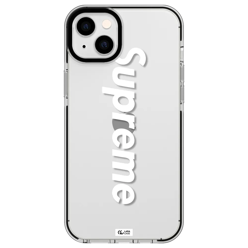 Supreme Vertical Apple iPhone 14 plus impact black border Case