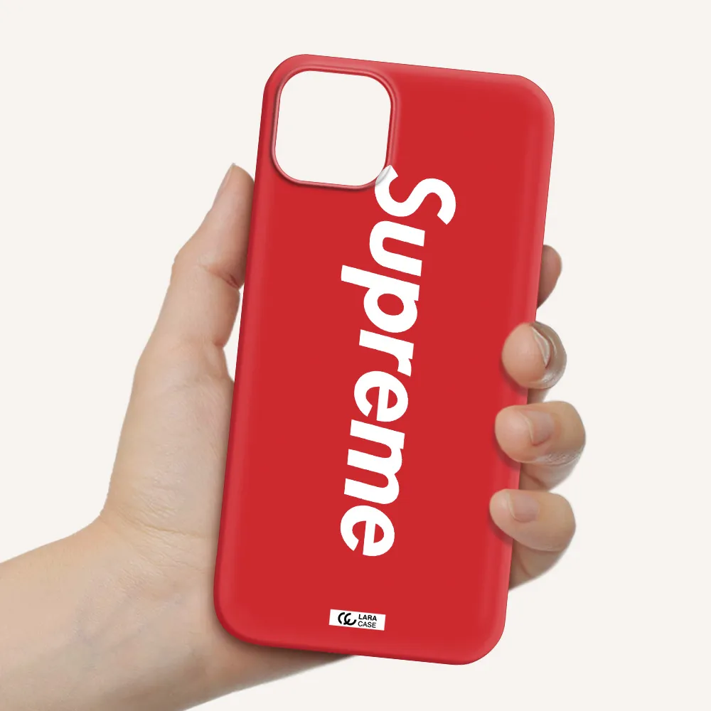 Supreme Vertical Apple iPhone 14 plus Silicone Imperial Red Case