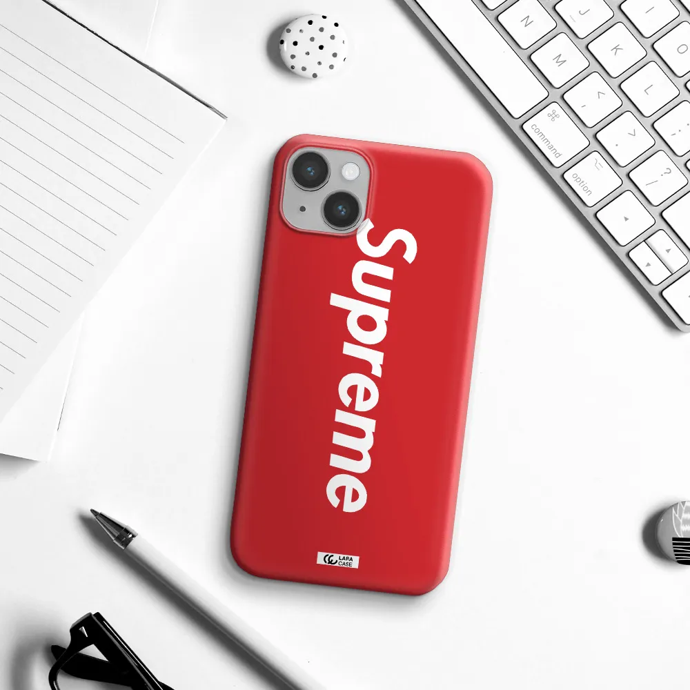 Supreme Vertical Apple iPhone 14 plus Silicone Imperial Red Case