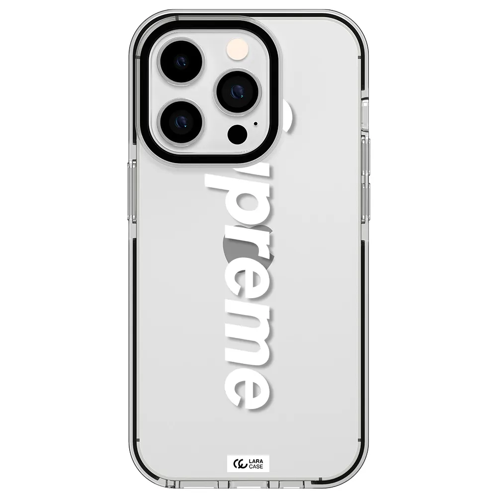 Supreme Vertical Apple iPhone 14 pro impact black border Case