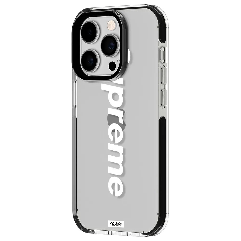 Supreme Vertical Apple iPhone 14 pro impact black border Case