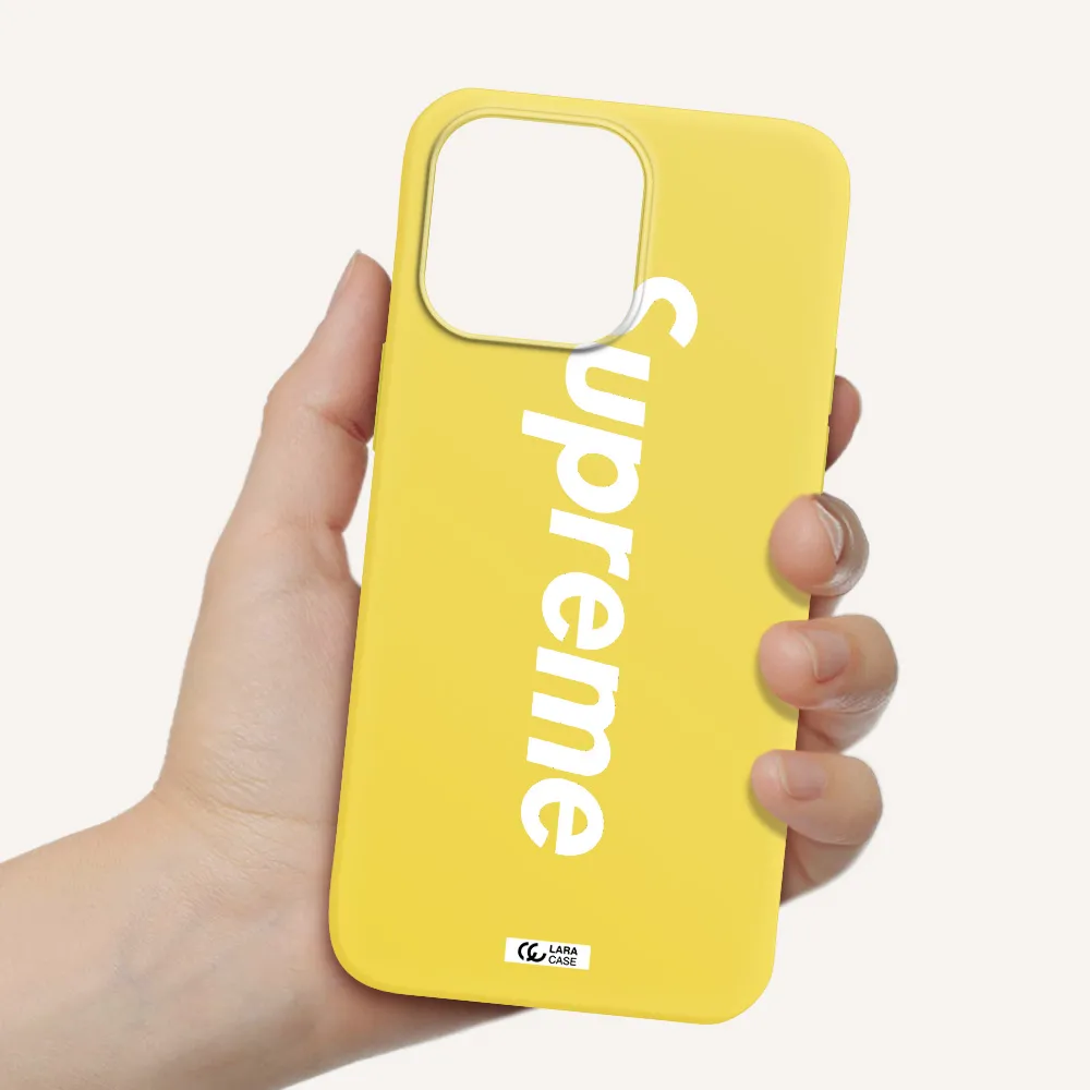 Supreme Vertical Apple iPhone 14 pro max Silicone canary yellow Case