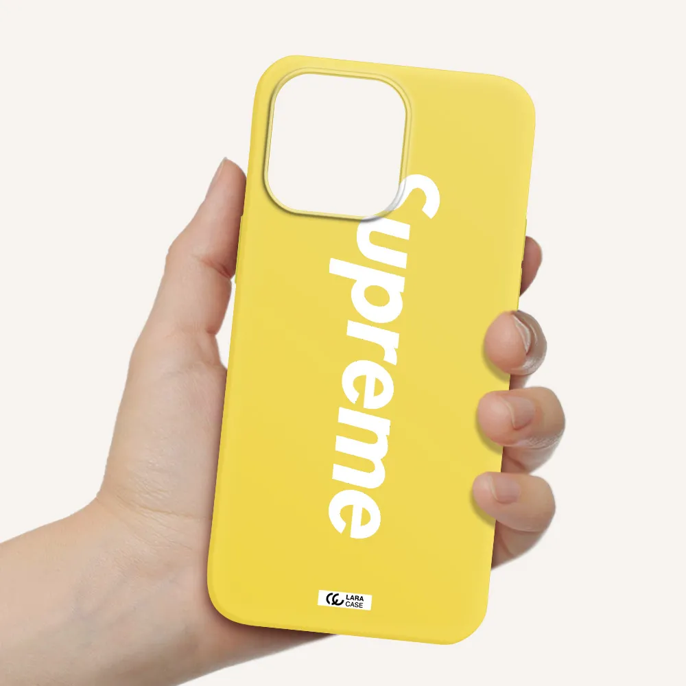 Supreme Vertical Apple iPhone 14 pro Silicone canary yellow Case