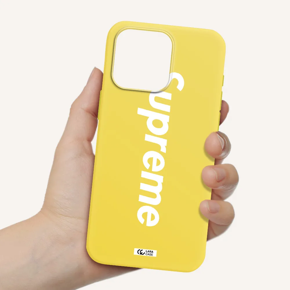 Supreme Vertical Apple Iphone 15 Pro max Silicone canary yellow Case