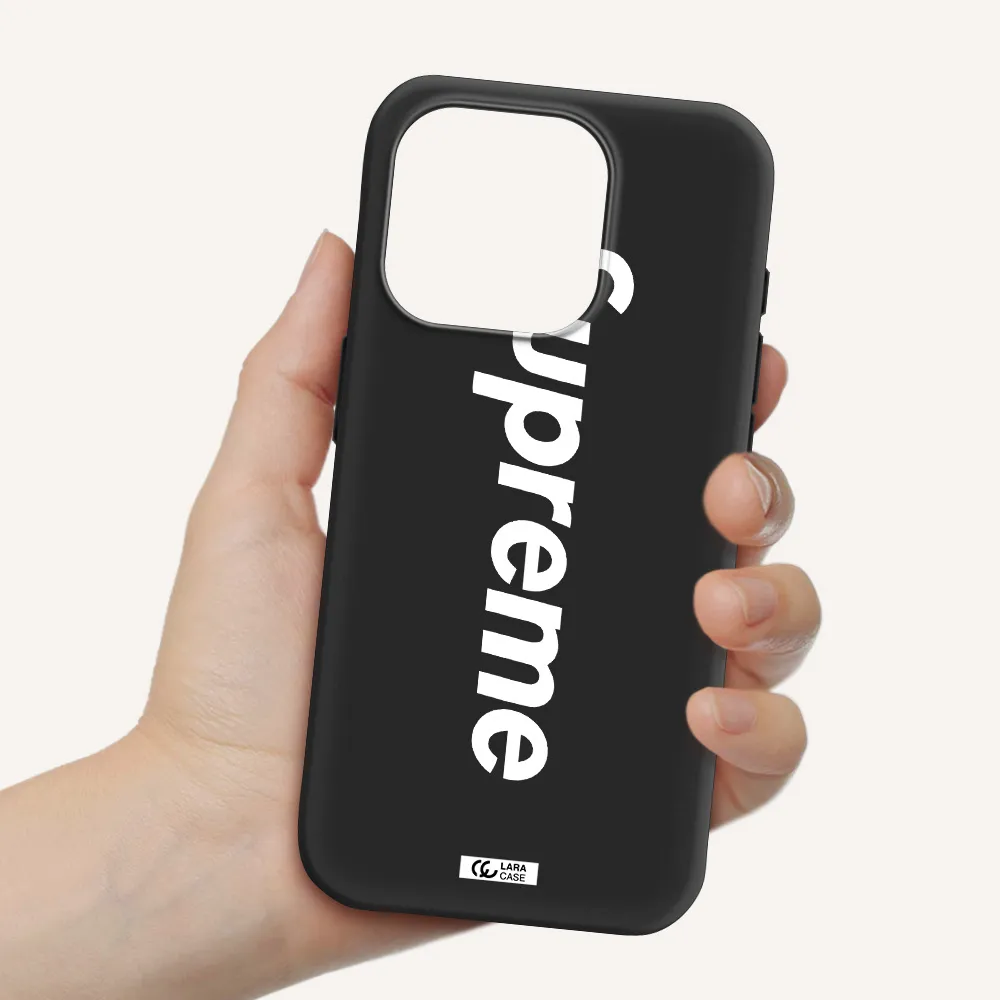 Supreme Vertical Apple Iphone 15 Pro Silicone Black Case