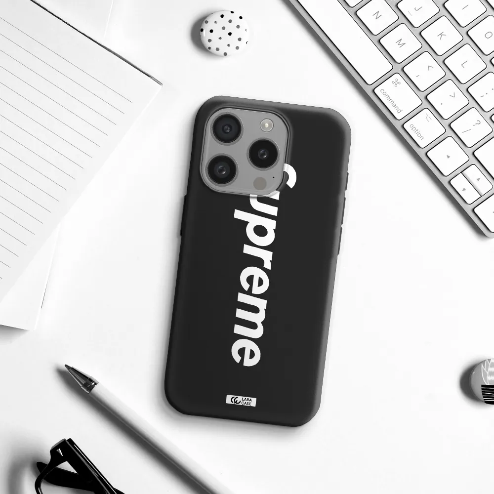 Supreme Vertical Apple Iphone 15 Pro Silicone Black Case