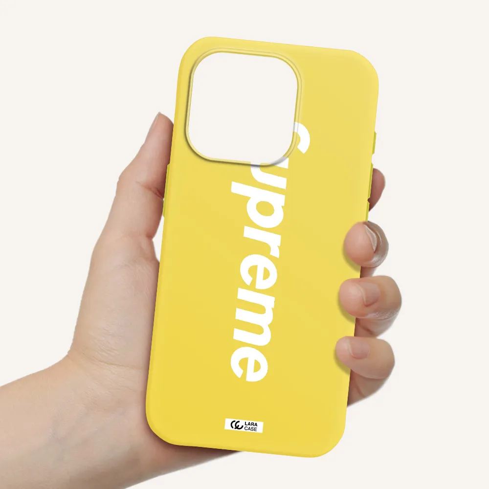 Supreme Vertical Apple Iphone 15 Pro Silicone Canary Yellow Case