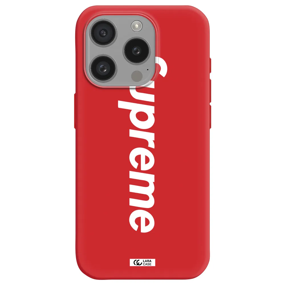 Supreme Vertical Apple Iphone 15 Pro Silicone Imperial Red Case
