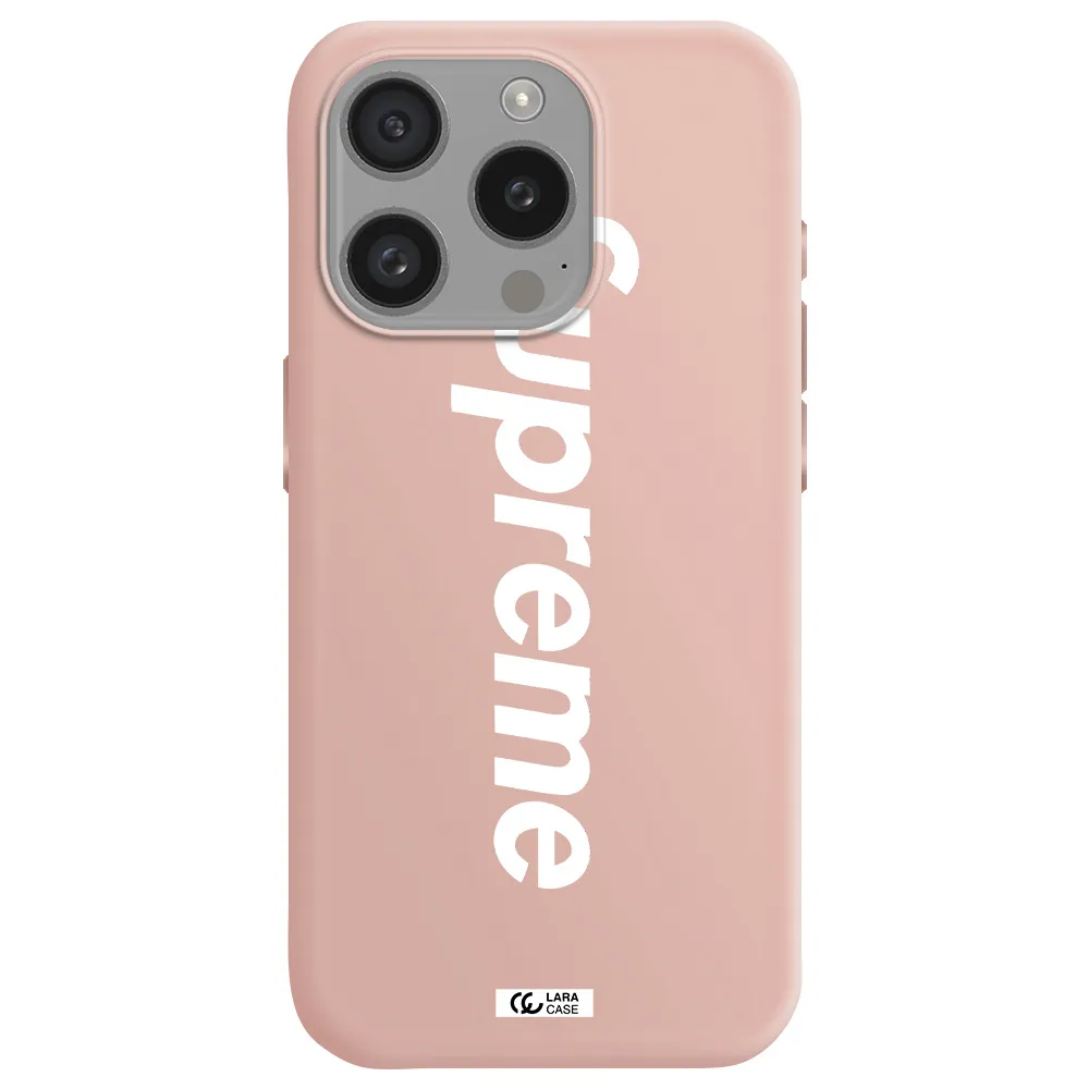 Supreme Vertical Apple Iphone 15 Pro Silicone Pastel Pink Case