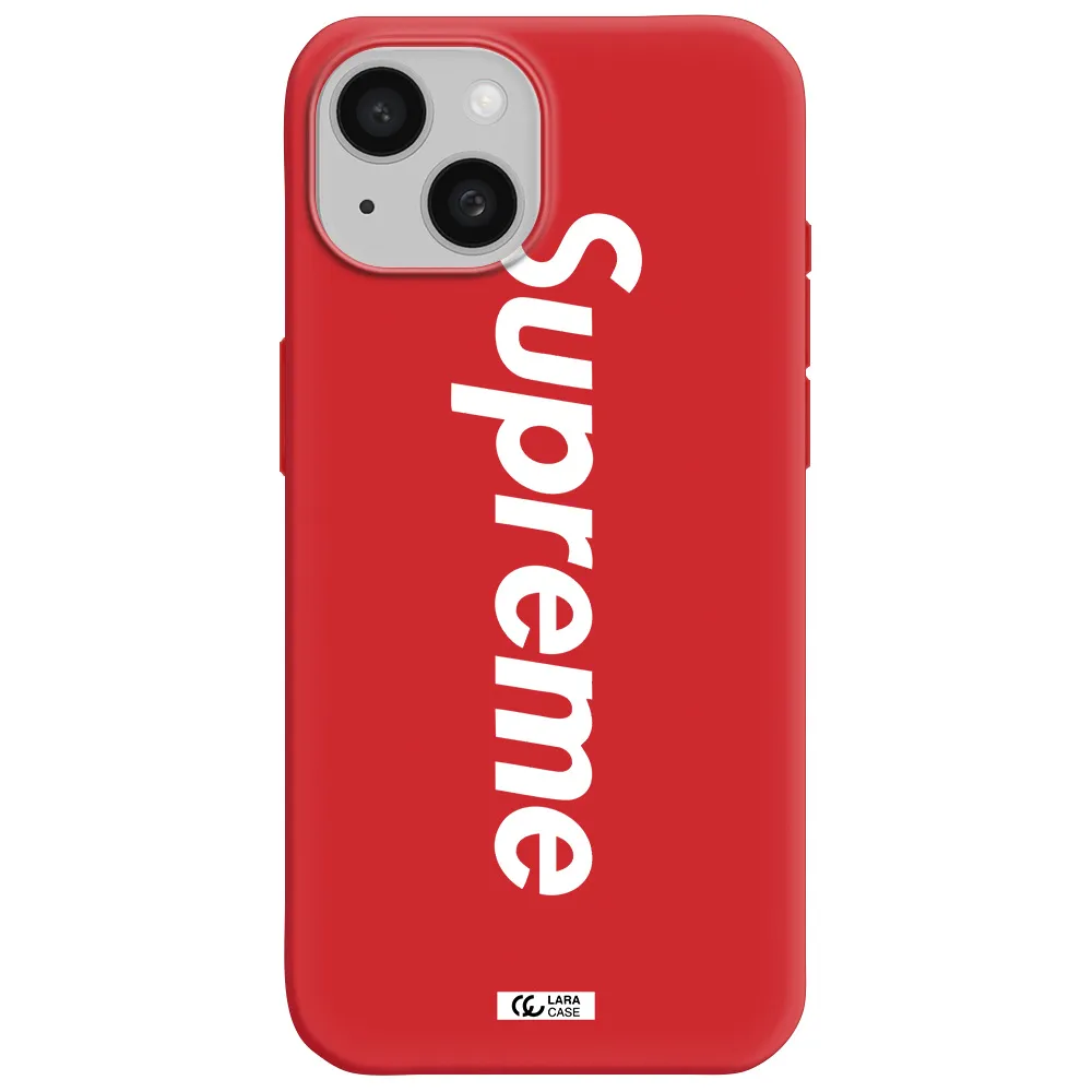 Supreme Vertical Apple Iphone 15 Silicone Imperial Red Case