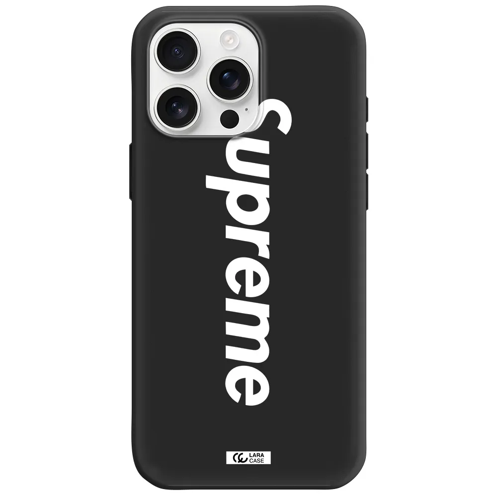 Supreme Vertical Apple Iphone 16 Pro Max Silicone Black Case