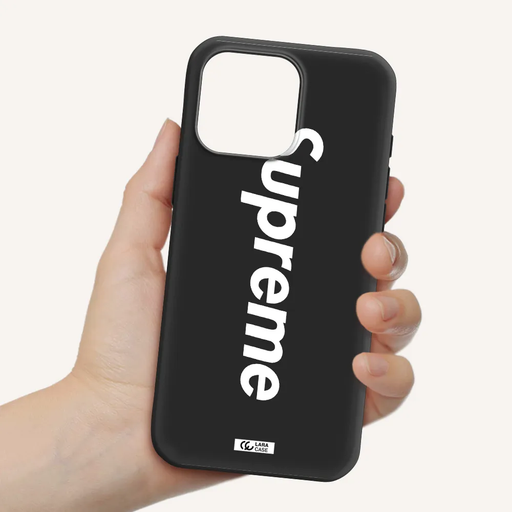Supreme Vertical Apple Iphone 16 Pro Max Silicone Black Case