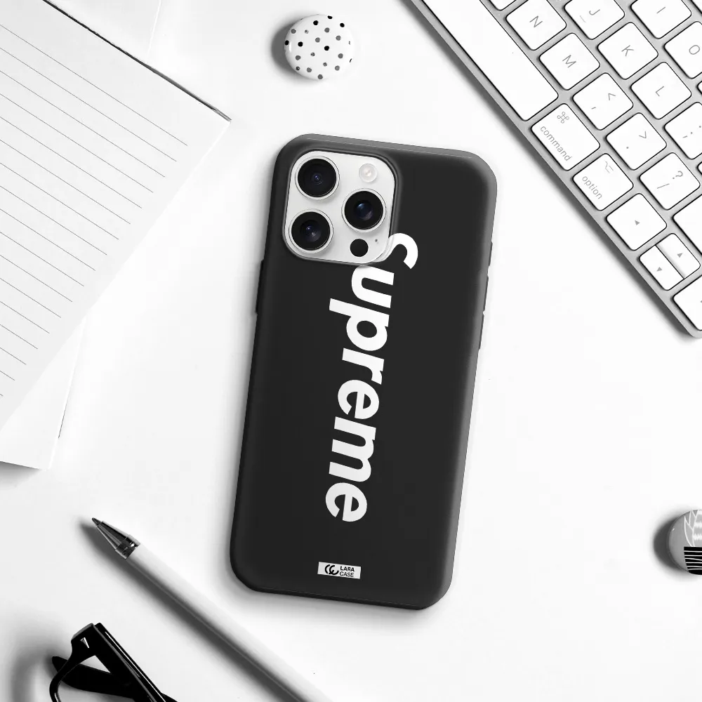 Supreme Vertical Apple Iphone 16 Pro Max Silicone Black Case