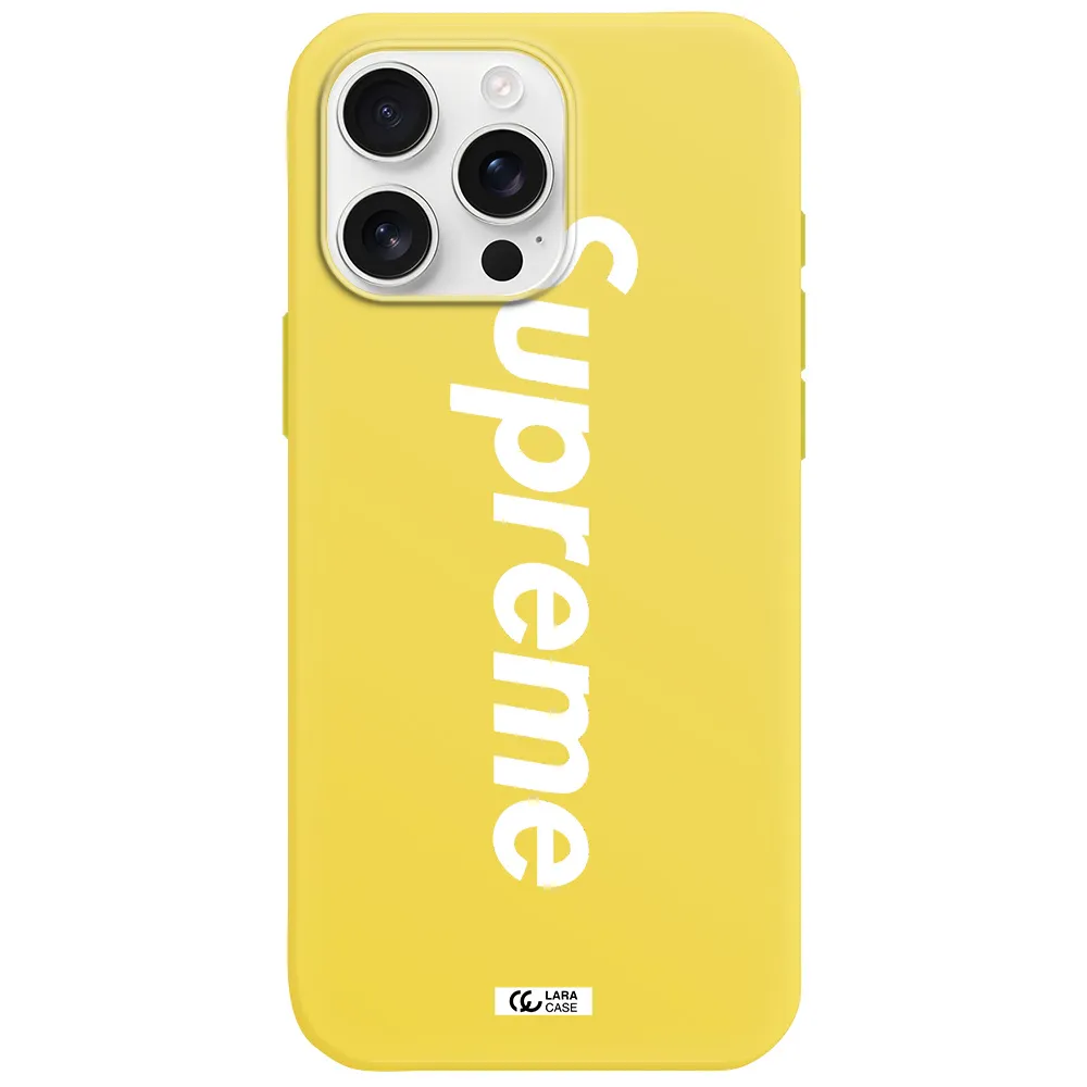 Supreme Vertical Apple Iphone 16 Pro Max Silicone Canary Yellow Case