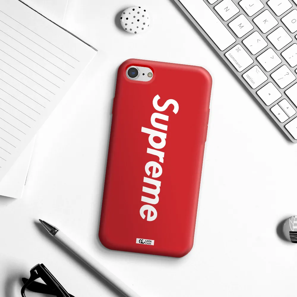 Supreme Vertical Apple iPhone 8 Silicone Imperial Red Case