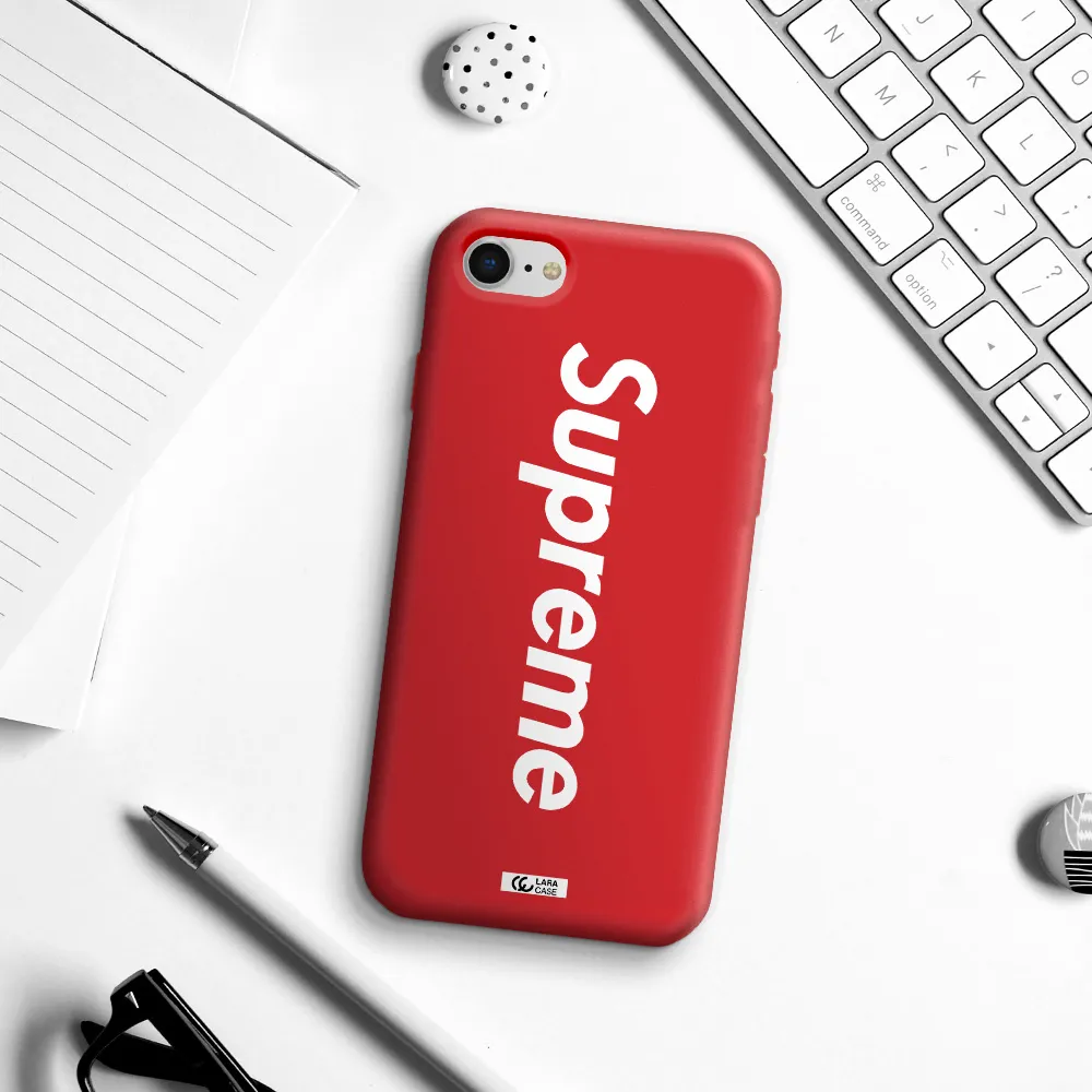 Supreme Vertical Apple iPhone se 2020 Silicone Imperial Red Case