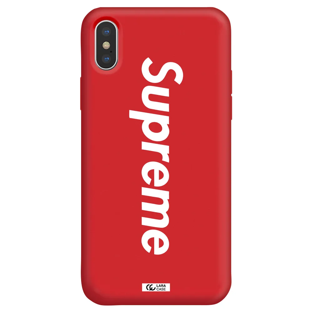 Supreme Vertical Apple iPhone X Silicone Imperial Red Case