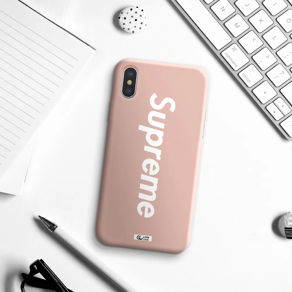 Supreme Vertical Apple iPhone X Silicone pastel pink Case