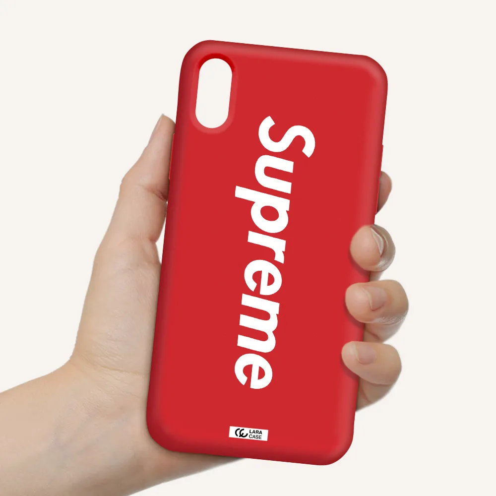 Supreme Vertical Apple iPhone XS Silicone Imperial Red Case