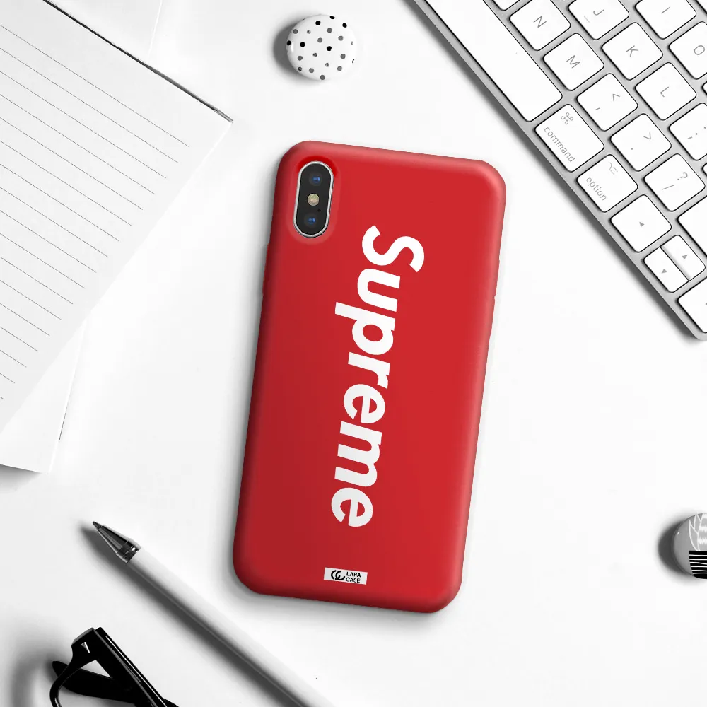 Supreme Vertical Apple iPhone XS Silicone Imperial Red Case