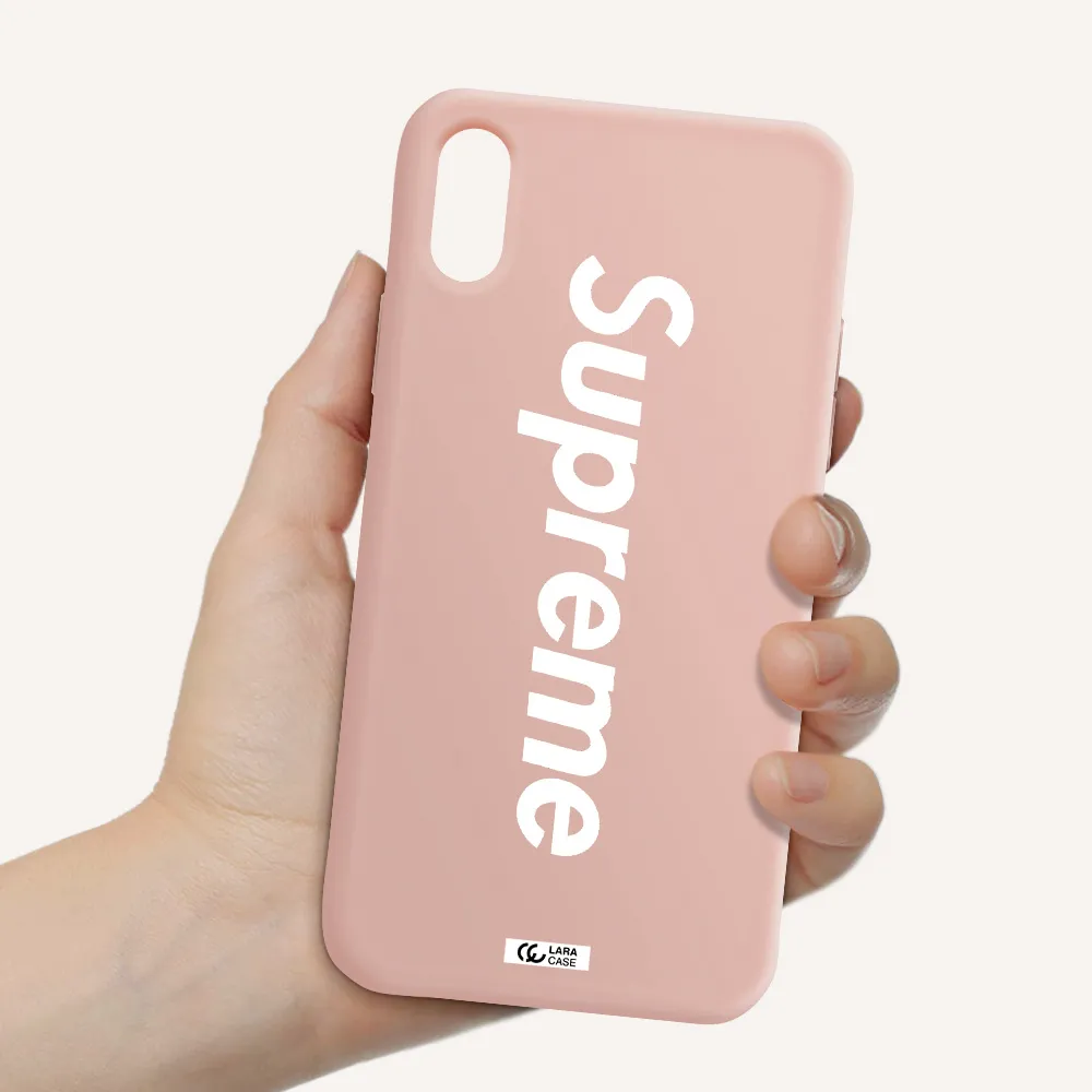 Supreme Vertical Apple iPhone XS Silicone pastel pink Case
