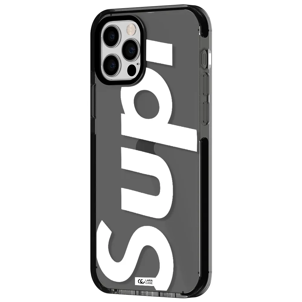 Big Supreme Apple iPhone 12 pro impact Smoke Black Case