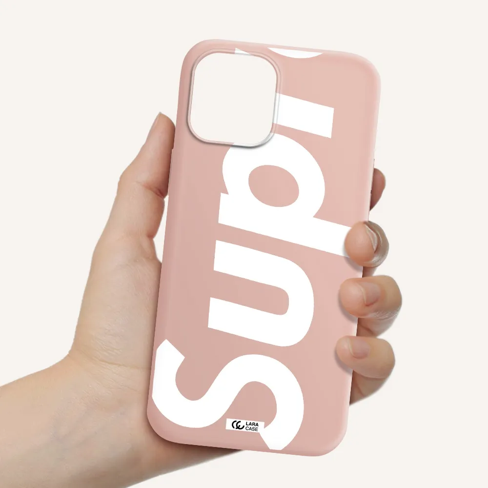 Big Supreme Apple iPhone 12 pro Silicone pastel pink Case