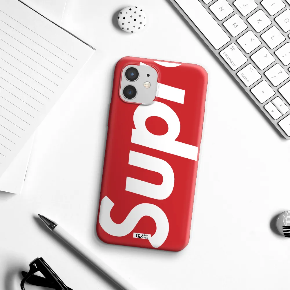 Big Supreme Apple iPhone 12 Silicone Imperial Red Case