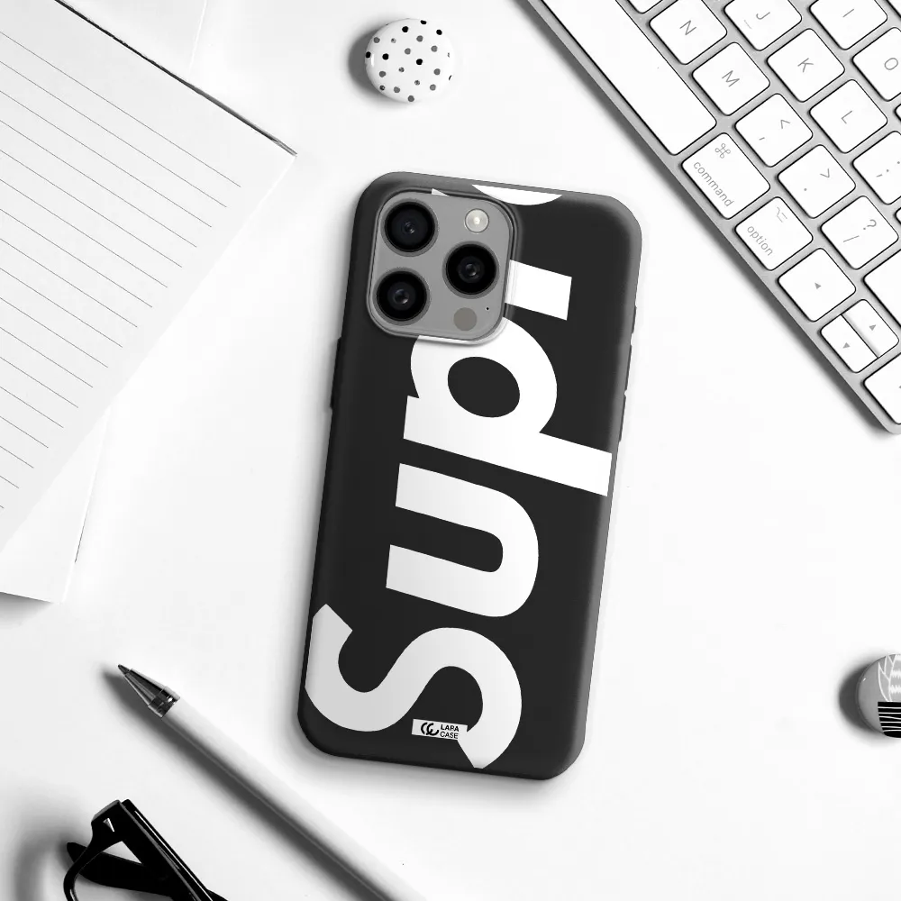 Big Supreme Apple Iphone 15 Pro max Silicone black Case