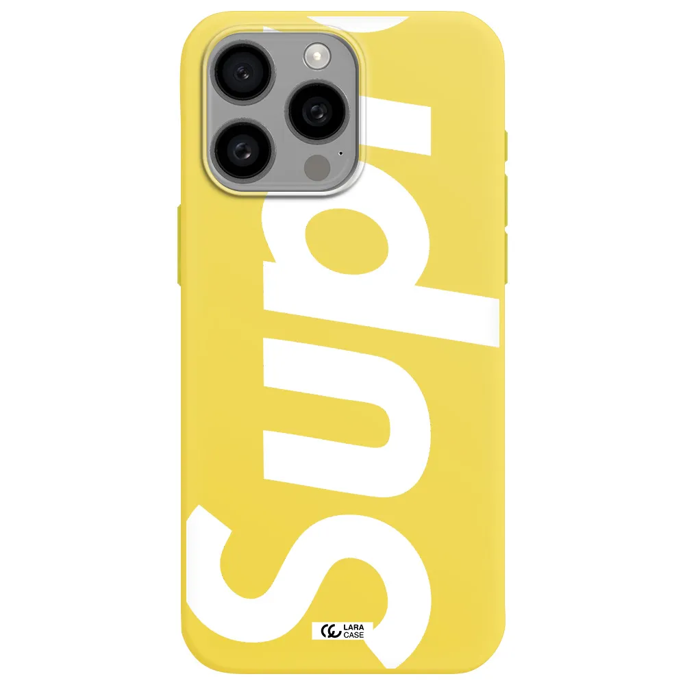 Big Supreme Apple Iphone 15 Pro max Silicone canary yellow Case