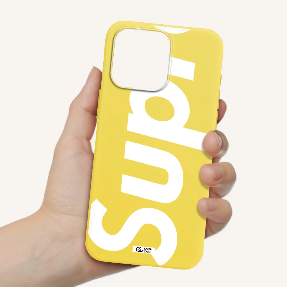Big Supreme Apple Iphone 15 Pro max Silicone canary yellow Case