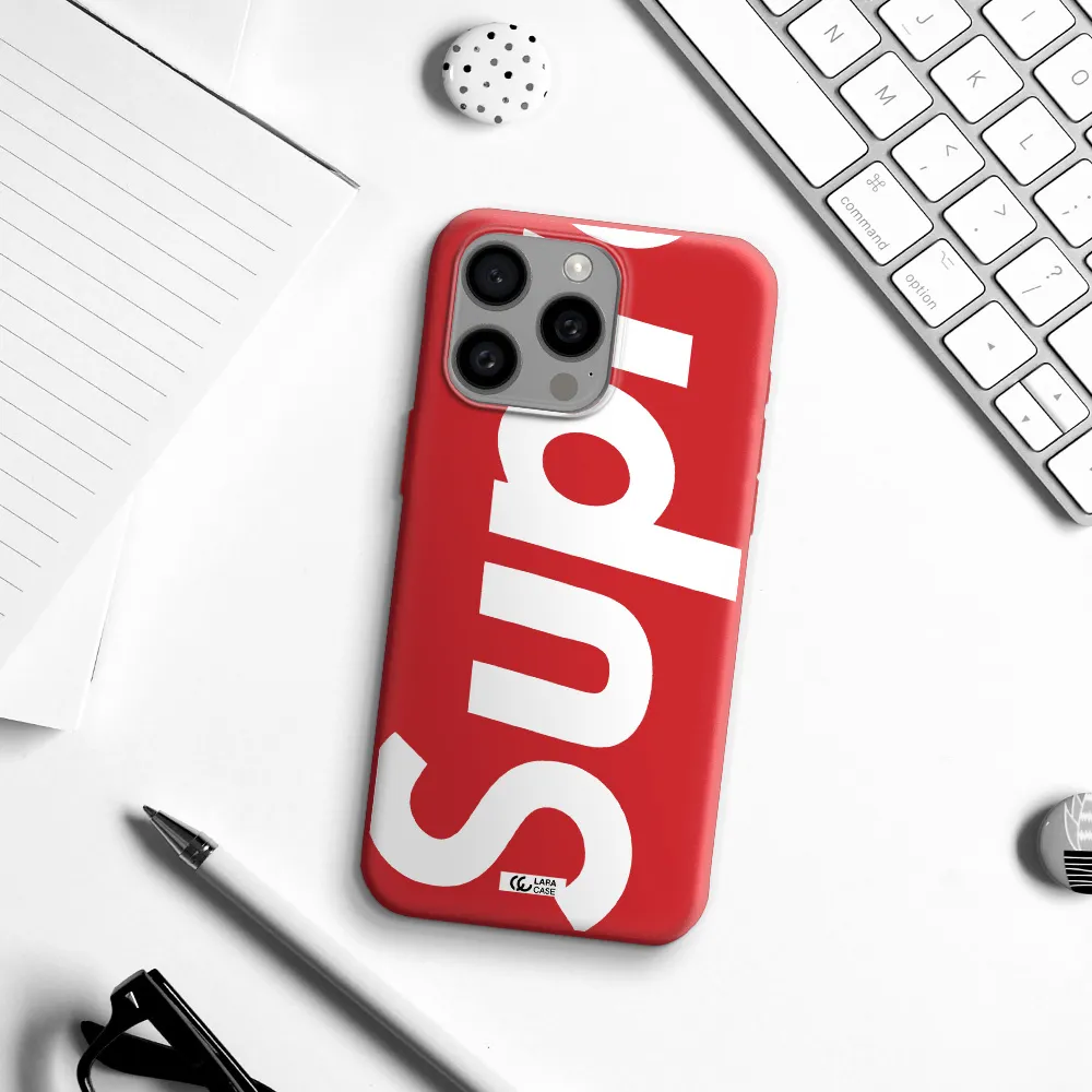 Big Supreme Apple Iphone 15 Pro Max Silicone Imperial Red Case