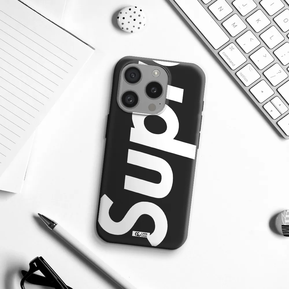 Big Supreme Apple Iphone 15 Pro Silicone Black Case