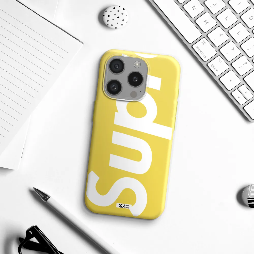 Big Supreme Apple Iphone 15 Pro Silicone Canary Yellow Case