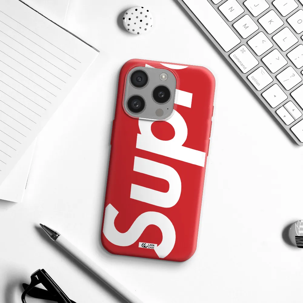 Big Supreme Apple Iphone 15 Pro Silicone Imperial Red Case