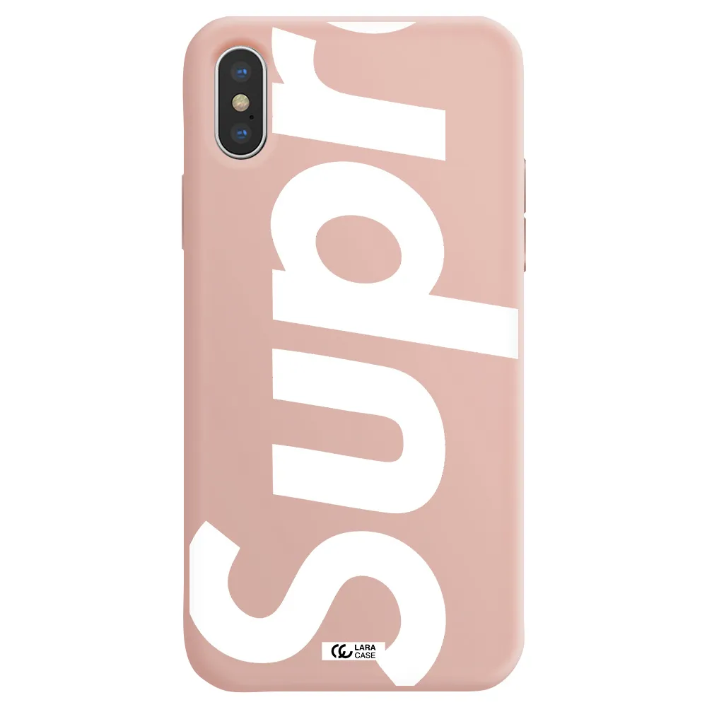 Big Supreme Apple iPhone X Silicone pastel pink Case