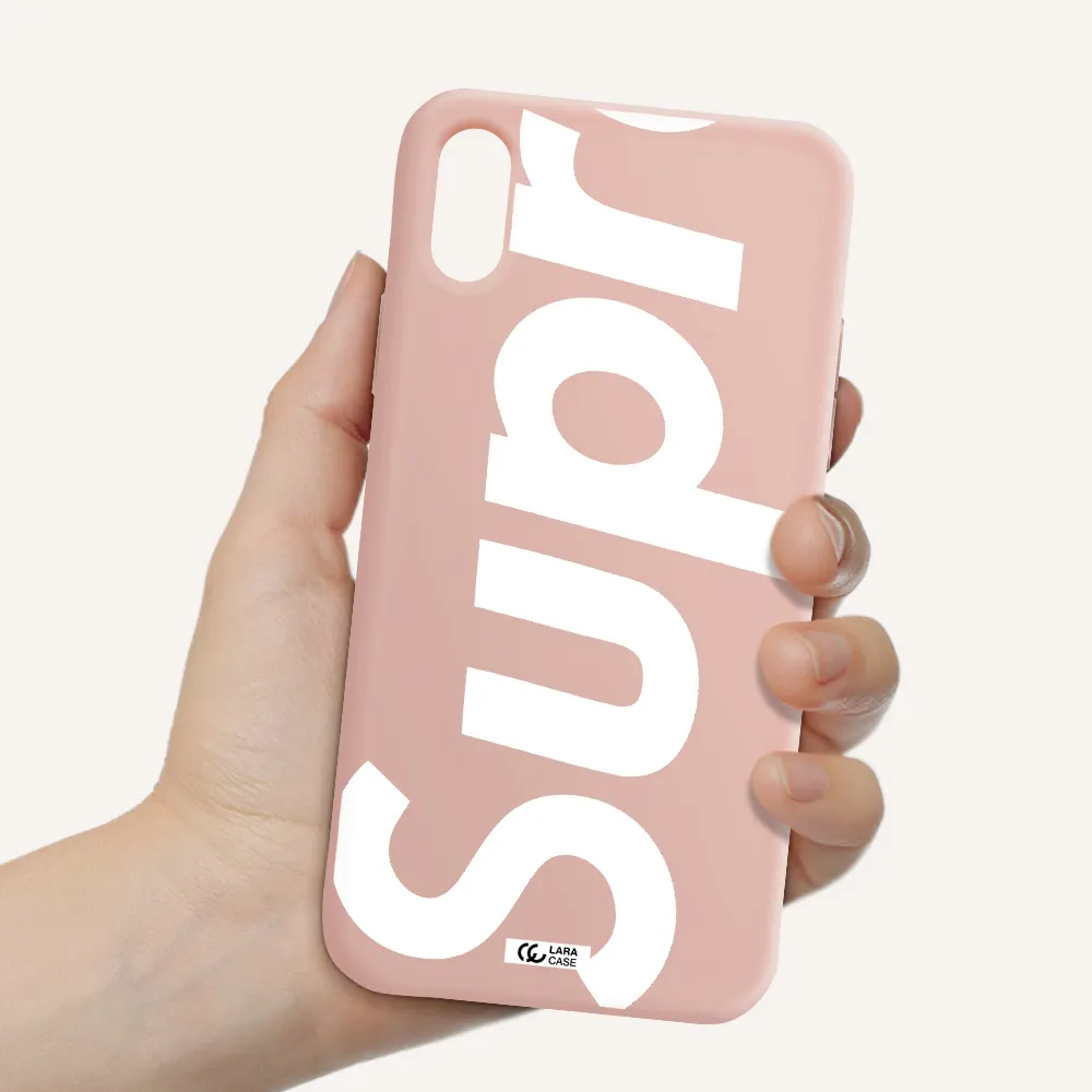 Big Supreme Apple iPhone X Silicone pastel pink Case
