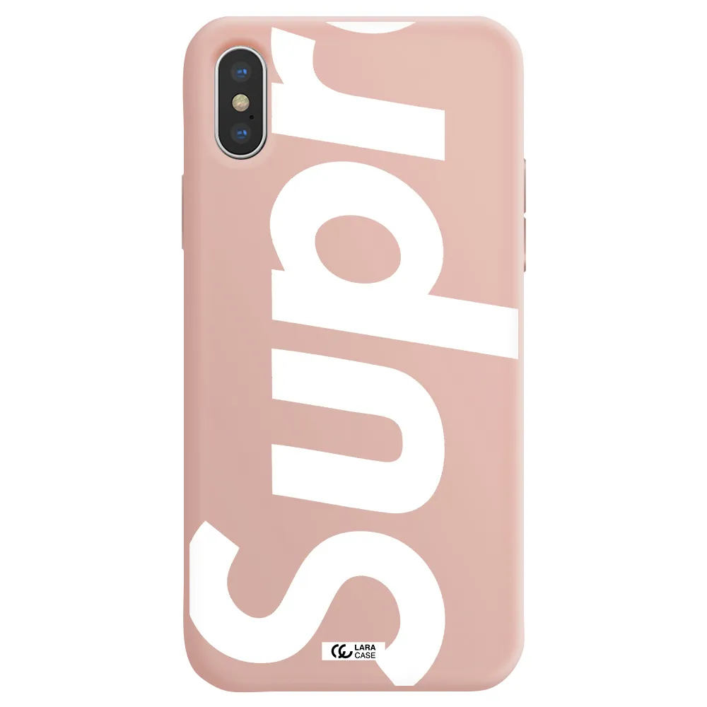 Big Supreme Apple iPhone XS Silicone pastel pink Case