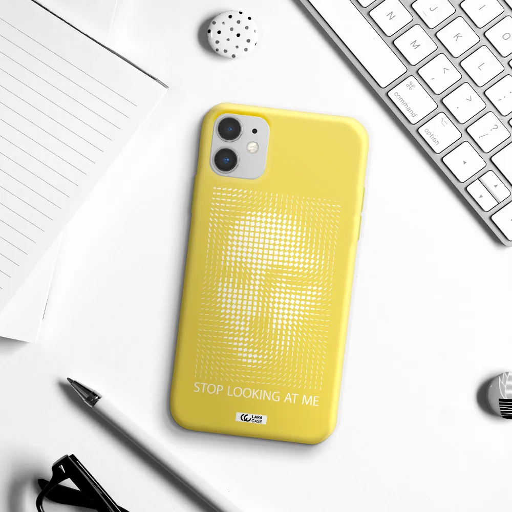 Stop Looking At Me Apple iPhone 11 Silicone canary yellow Case