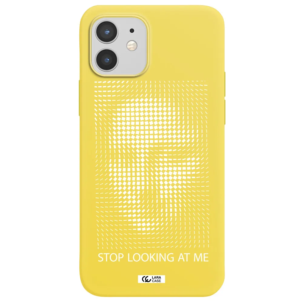 Stop Looking At Me Apple iPhone 12 Silicone canary yellow Case