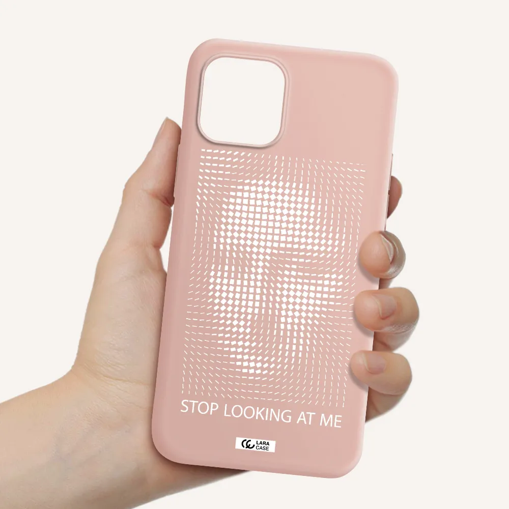 Stop Looking At Me Apple iPhone 12 Silicone pastel pink Case