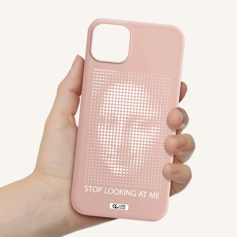 Stop Looking At Me Apple iPhone 14 Silicone pastel pink Case