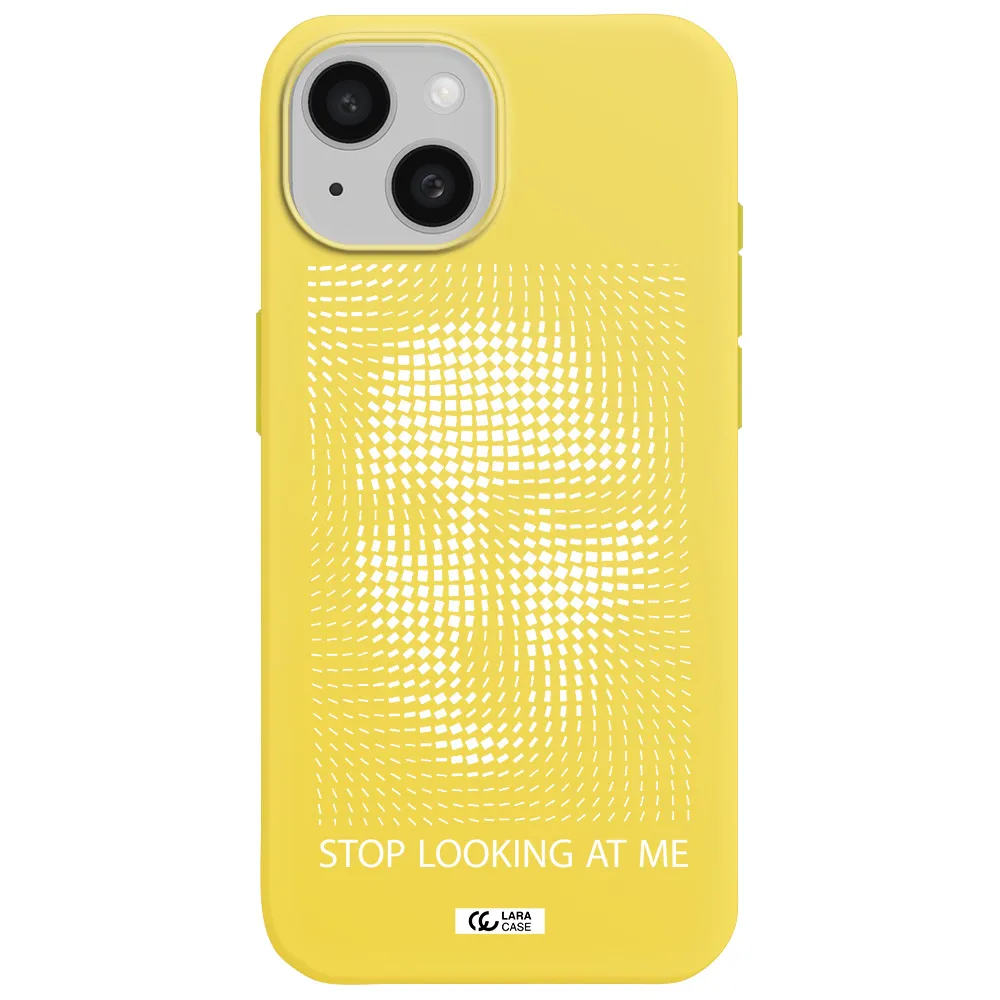 Stop Looking At Me Apple iPhone 15 Silicone canary yellow Case