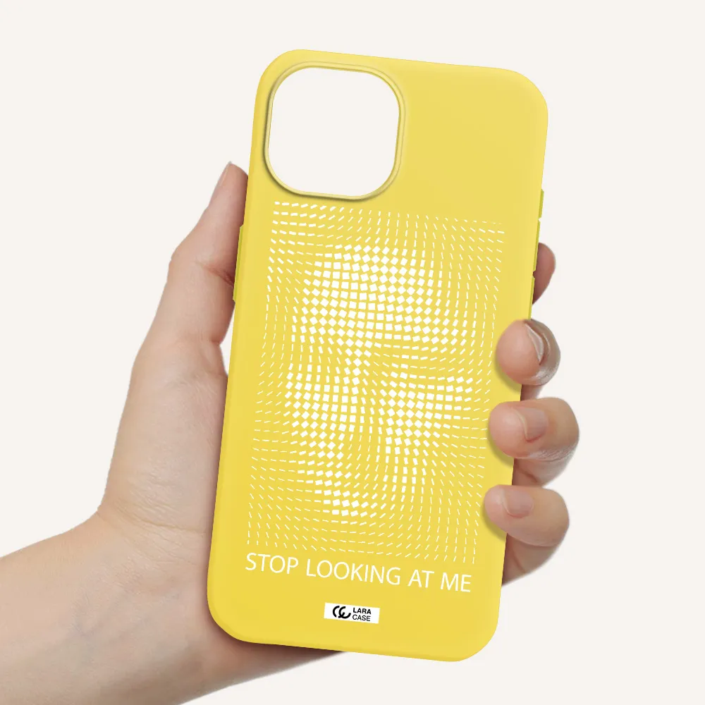 Stop Looking At Me Apple iPhone 15 Silicone canary yellow Case