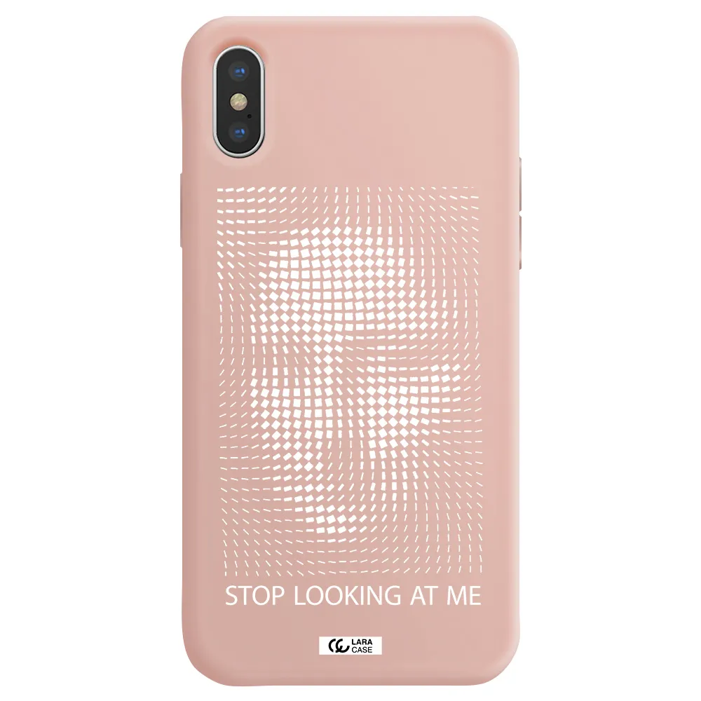Stop Looking At Me Apple iPhone X Silicone pastel pink Case