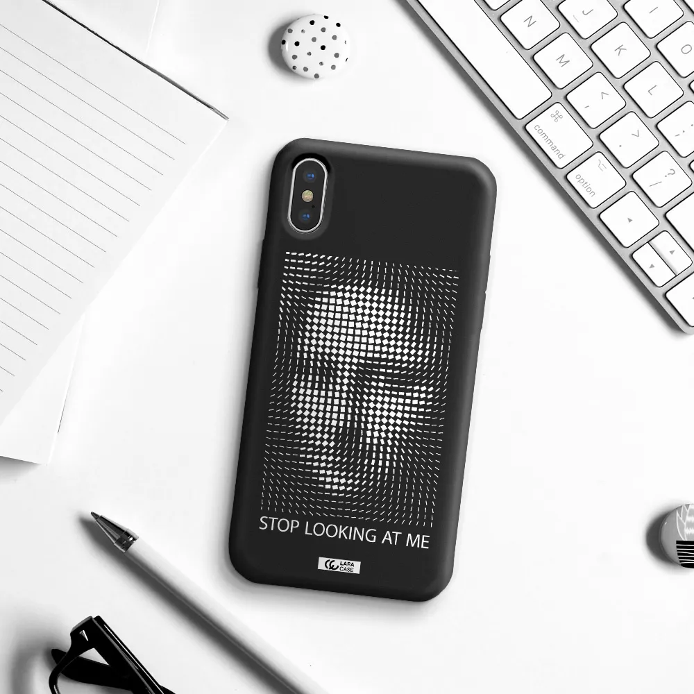 Stop Looking At Me Apple iPhone XS Silicone black Case